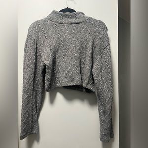 Zara gray mock neck cropped sweater